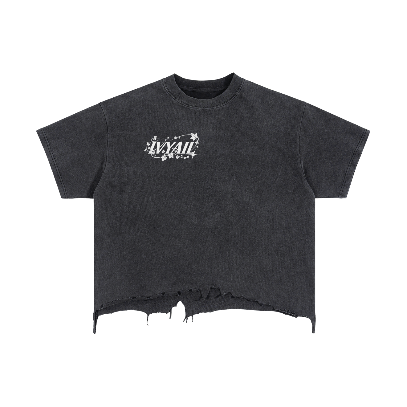 IVYAIL Boxy Distressed Hem T-Shirt