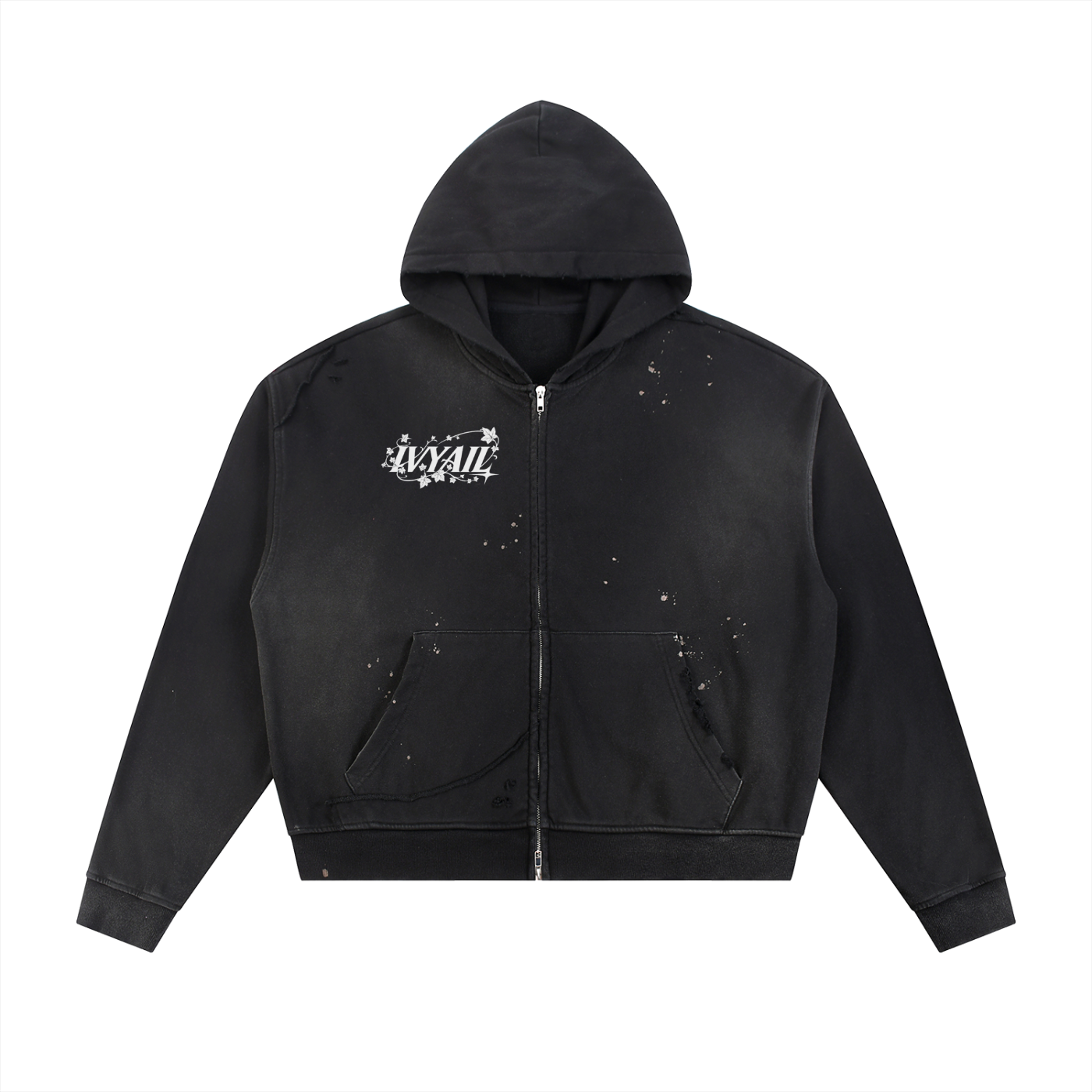 IVYAIL Raw Edge Fleece Zip Hoodie